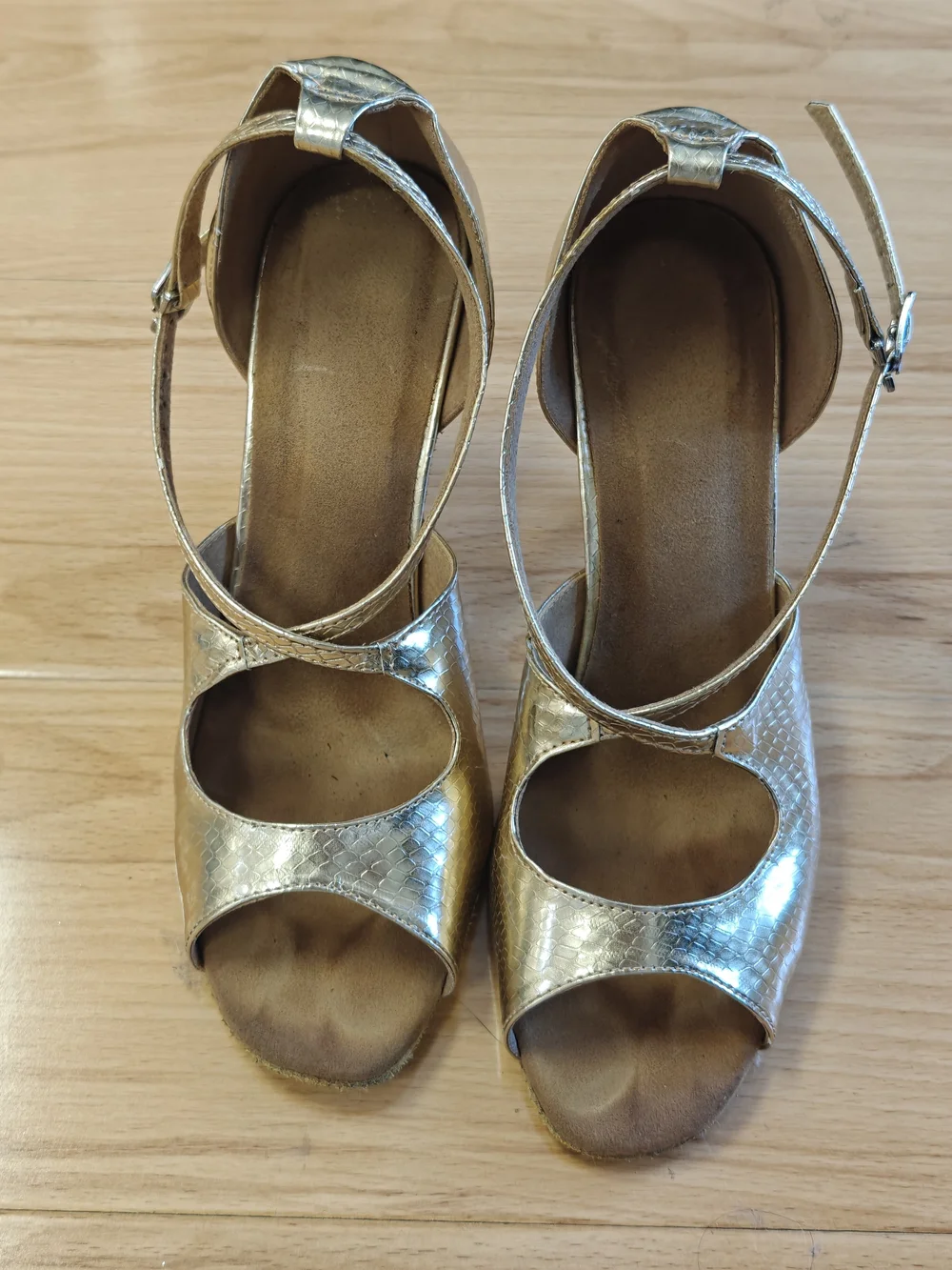Gold Women's Open-Toe Heels
